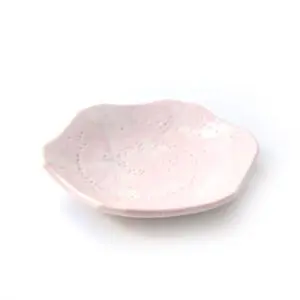 志野六角皿　ピンク