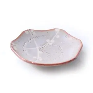 志野六角皿　ねずみ