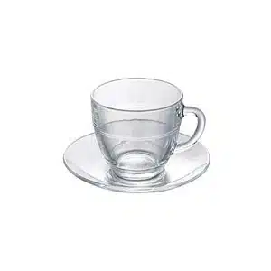耐熱ガラスのカップ&ソーサー 220ml 6個セット