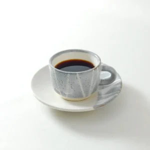 コーヒー碗皿 鼠志野 斜縞