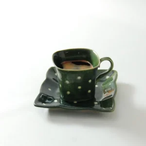 コーヒーカップ＆ソーサー 織部ドット スクエア
