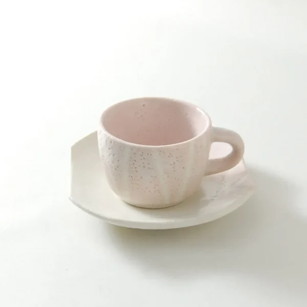 コーヒー碗皿 桜志野 斜縞 - 画像 (2)