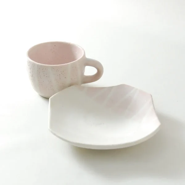 コーヒー碗皿 桜志野 斜縞 - 画像 (3)