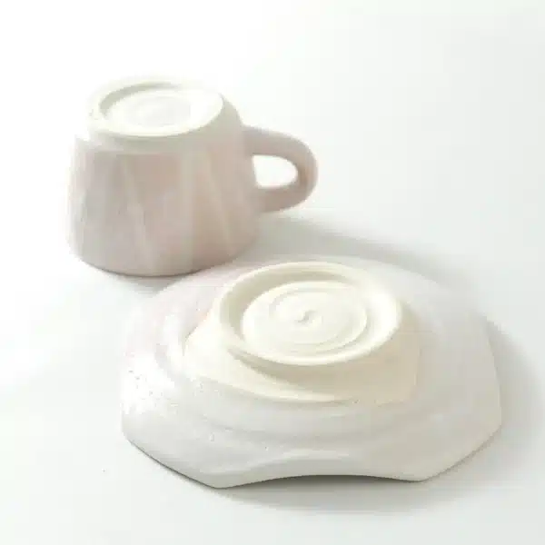コーヒー碗皿 桜志野 斜縞 - 画像 (4)